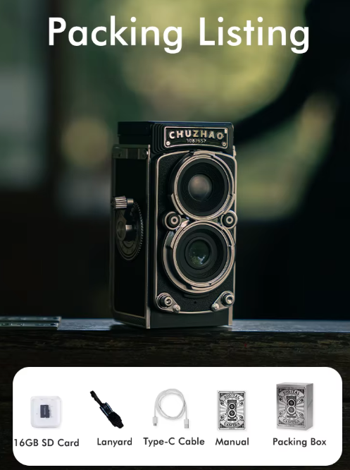 CHUZHAO Vintage Mini Digital Camera Autofocus 12MP, 1080P FHD Video Vlogging Portable Camera for Christmas Birthday Ideal Gift