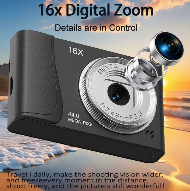 Retro CCD 24 Million Pixels Camcorder 4K Digital Camera 16x Zoom Compact Cameras Auto Focus for Adult Beginners Kids Photograph