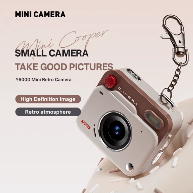 2025 New Thumb Pocket CCD Digital Camera HD Retro Mini Camera Portable Keychain Camera Outdoor Travel Photo Recorder Gift Y6000